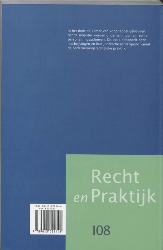 Achterkant van Handboek handelsregister