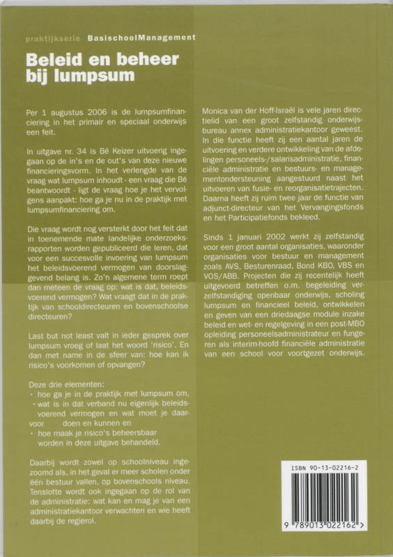 Achterkant van Beleid en beheer bij lumpsum