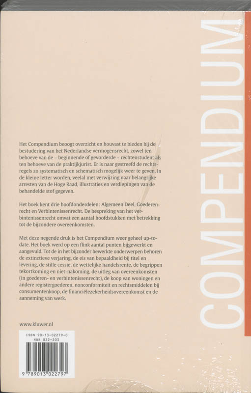Achterkant van Compendium van het Nederlands vermogensrecht