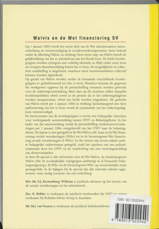 Achterkant van Walvis en de Wet financiering SV