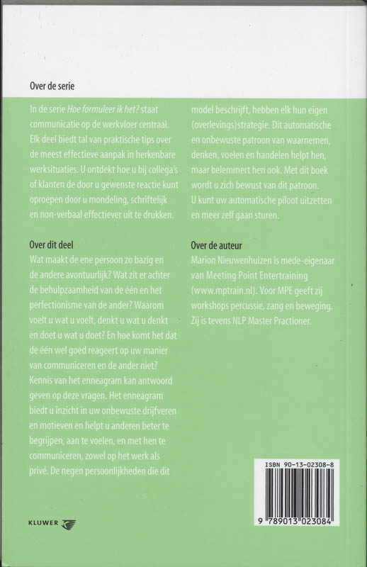 Achterkant van Het enneagram en communicatie op het werk