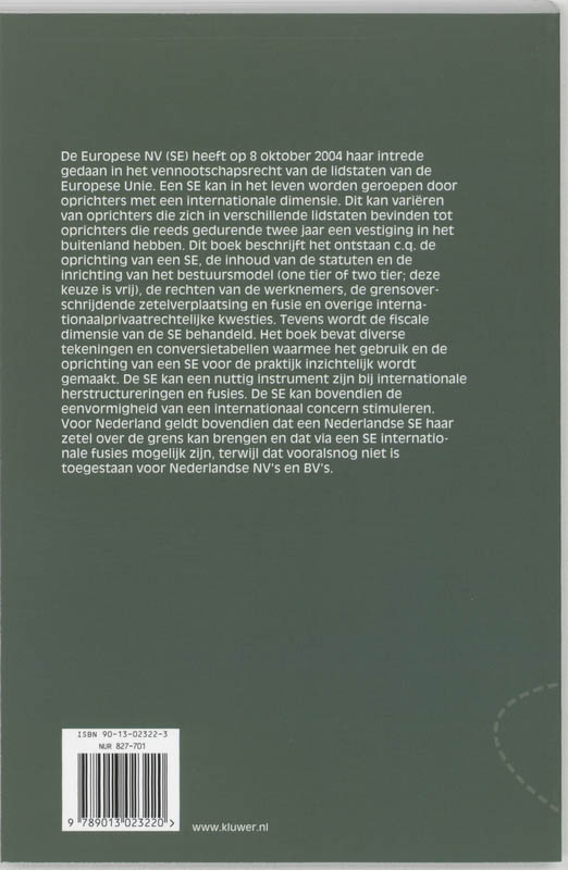 Achterkant van De Europese vennootschap (SE) in de praktijk