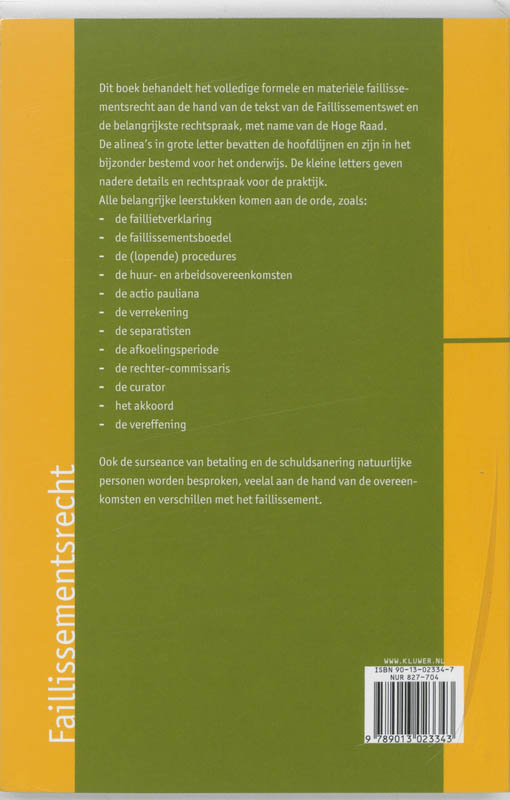 Achterkant van Faillissementsrecht