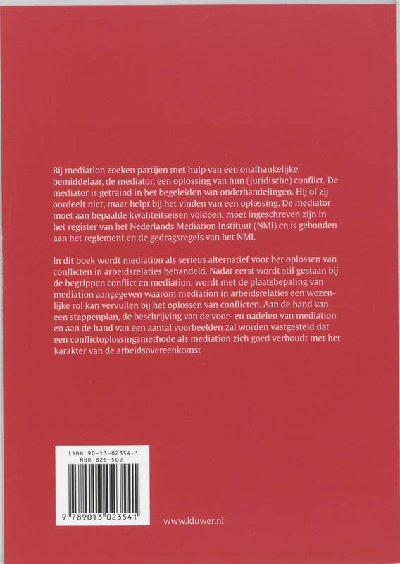 Achterkant van Mediation in arbeidsrelaties