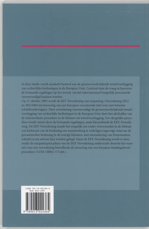 Achterkant van De Europese executoriale titel