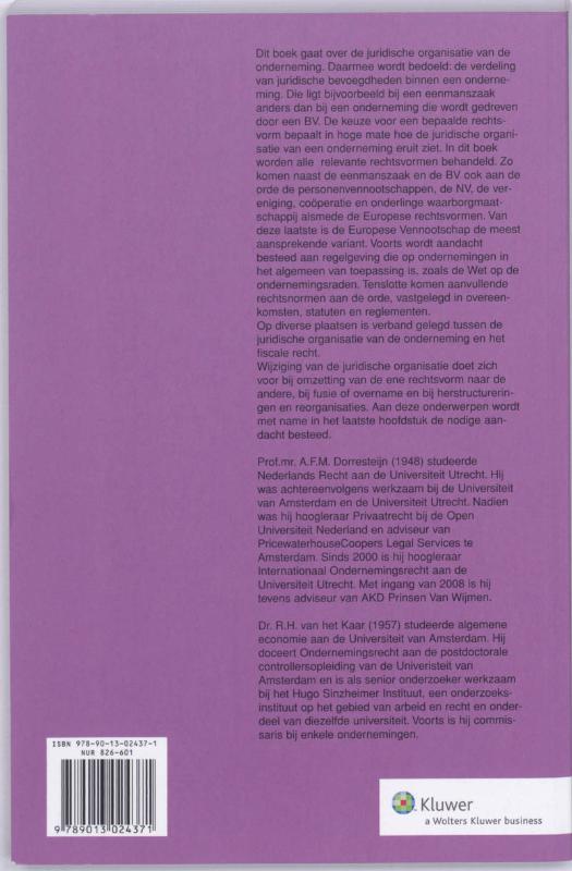 Achterkant van De juridische organisatie van de onderneming