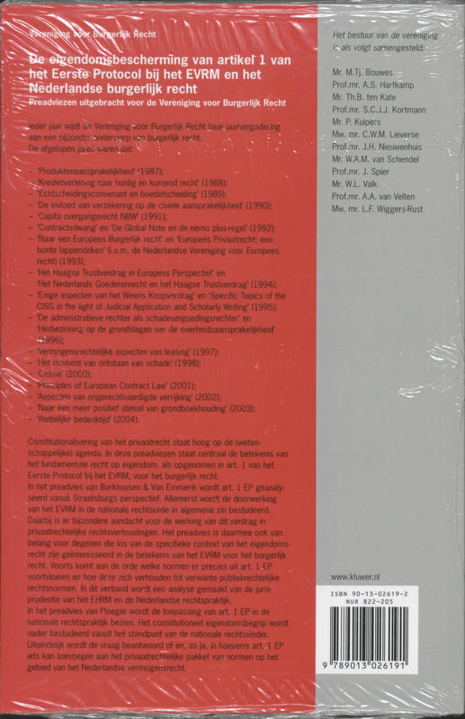 Achterkant van De eigendomsbescherming van artikel 1 van het Eerste Protocol bij het EVRM en het Nederlandse burgerlijk recht