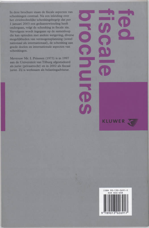 Achterkant van Fiscale aspecten van schenkingen