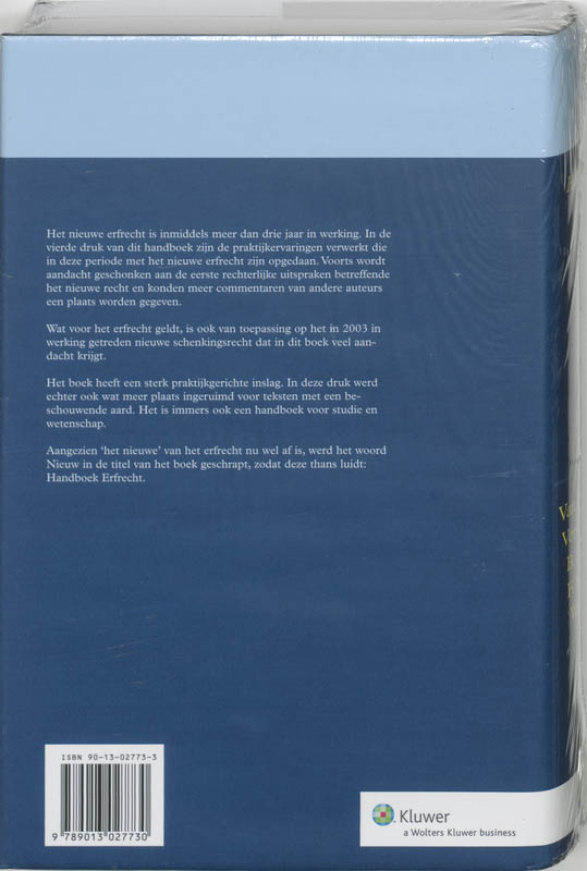 Achterkant van Handboek Nieuw Erfrecht