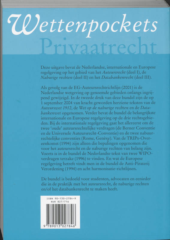 Achterkant van Auteursrecht, Naburige rechten en Databankenrecht