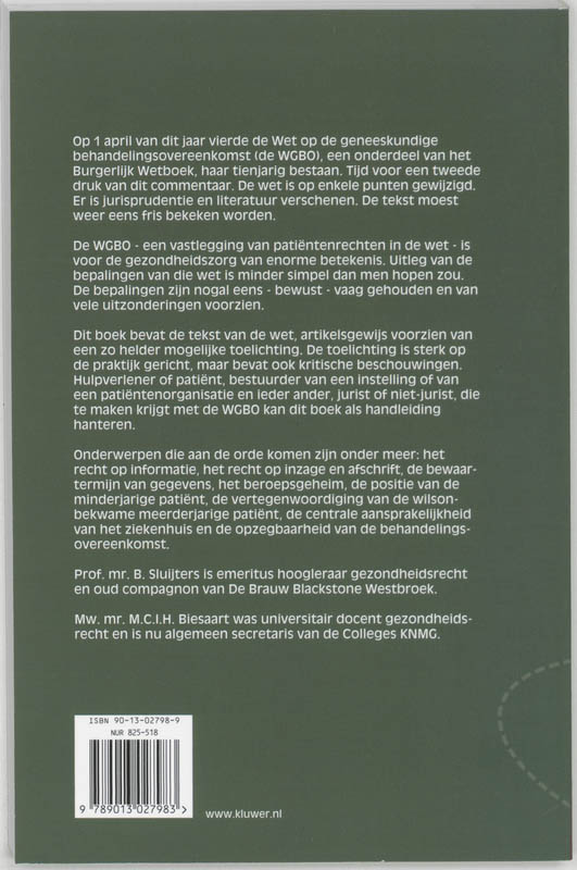Achterkant van De geneeskundige behandelingsovereenkomst