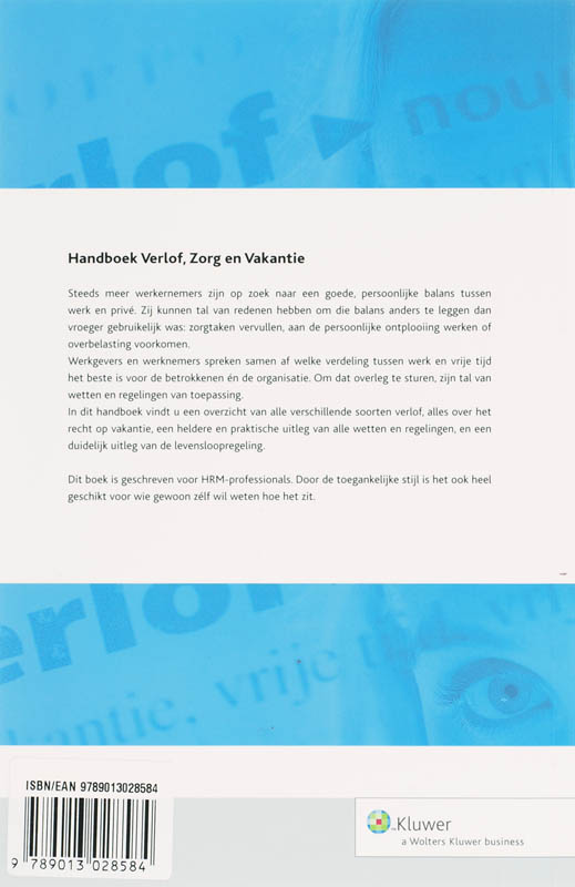 Achterkant van Handboek Verlof Zorg en Vakantie