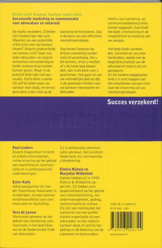 Achterkant van Succesvolle marketing en communicatie voor advocatuur en notariaat