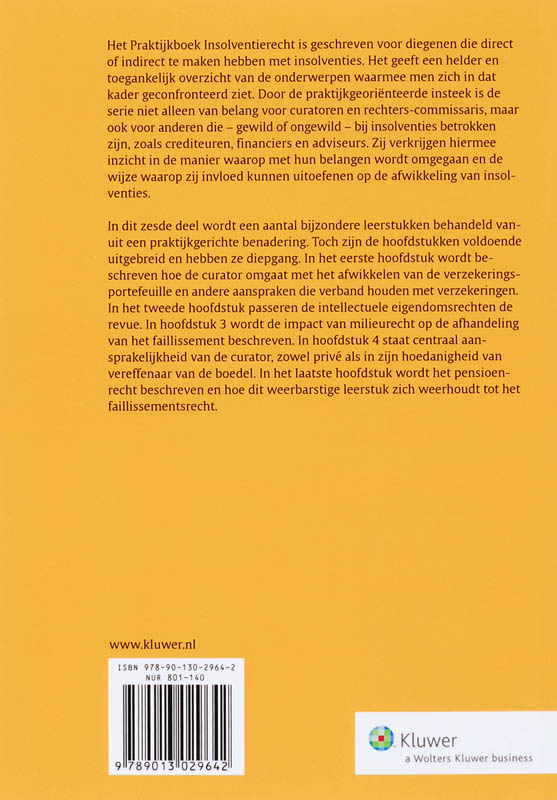 Achterkant van 6 Capita selecta insolventierecht
