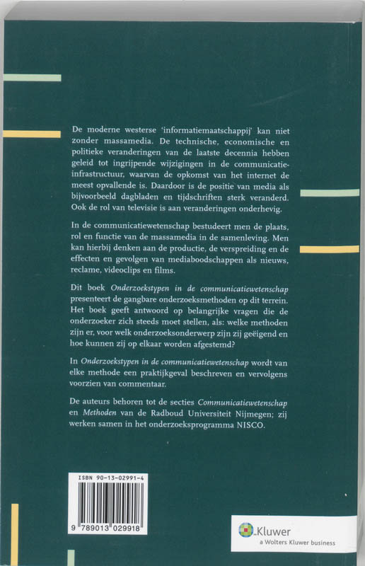 Achterkant van Onderzoekstypen in de communicatiewetenschap