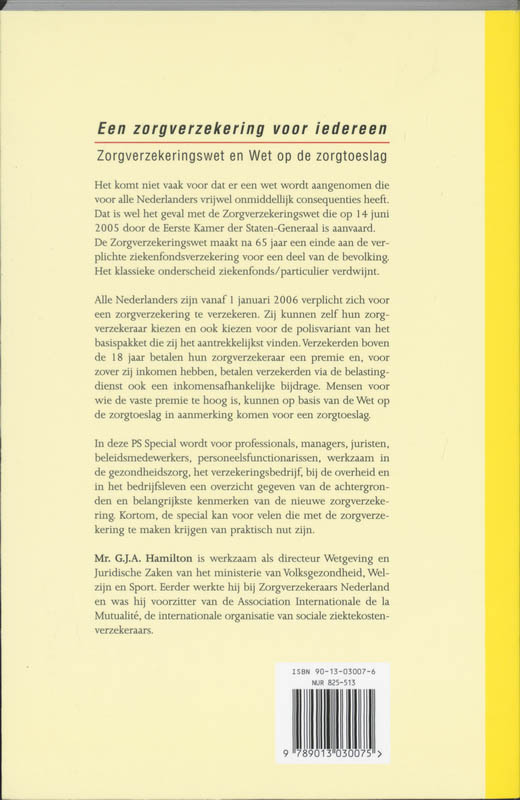Achterkant van Een zorgverzekering voor iedereen