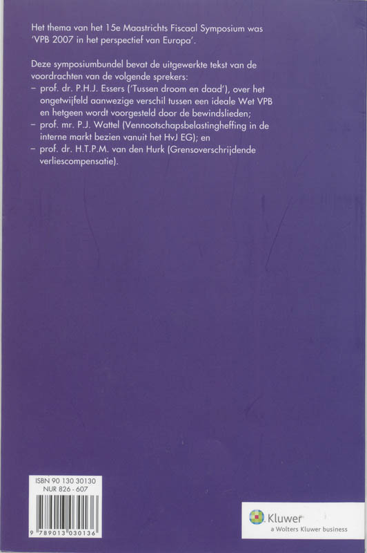 Achterkant van VPB 2007 in het perspectief van Europa