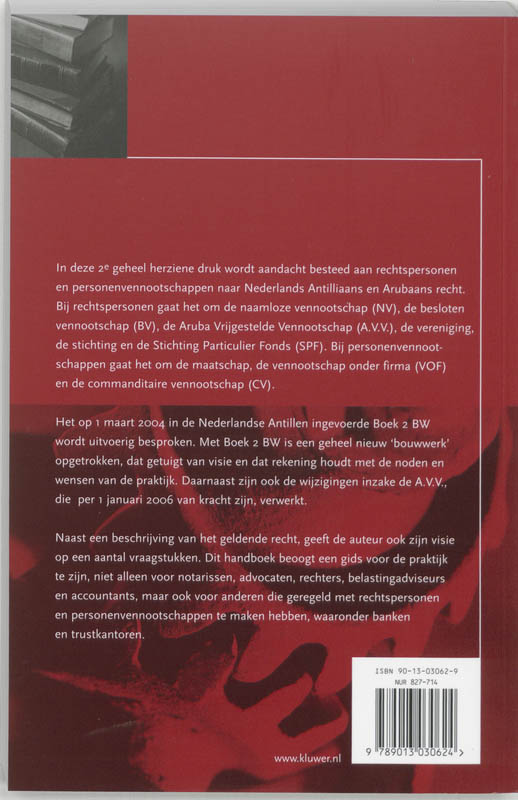 Achterkant van Rechtspersonen en personenvennootschappen naar Nederlands en Arubaans