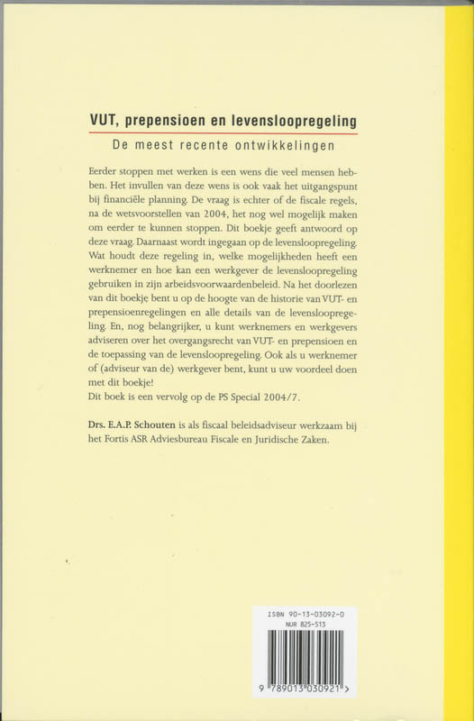 Achterkant van VUT, prepensioen en levensloopregeling