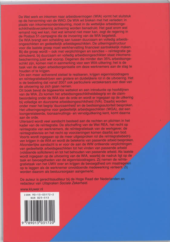 Achterkant van Wet Werk en Inkomen naar Arbeidsvermogen (WIA)