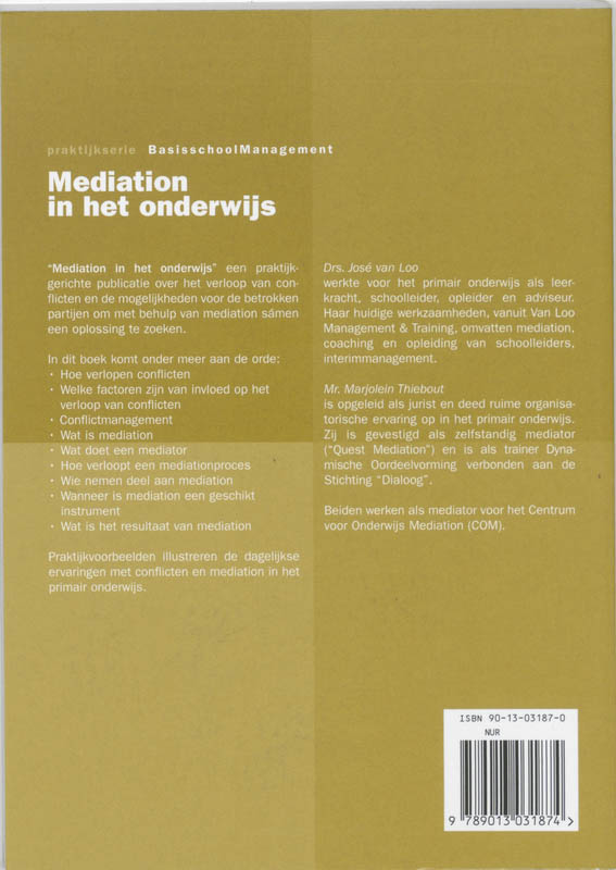 Achterkant van Mediation in het onderwijs