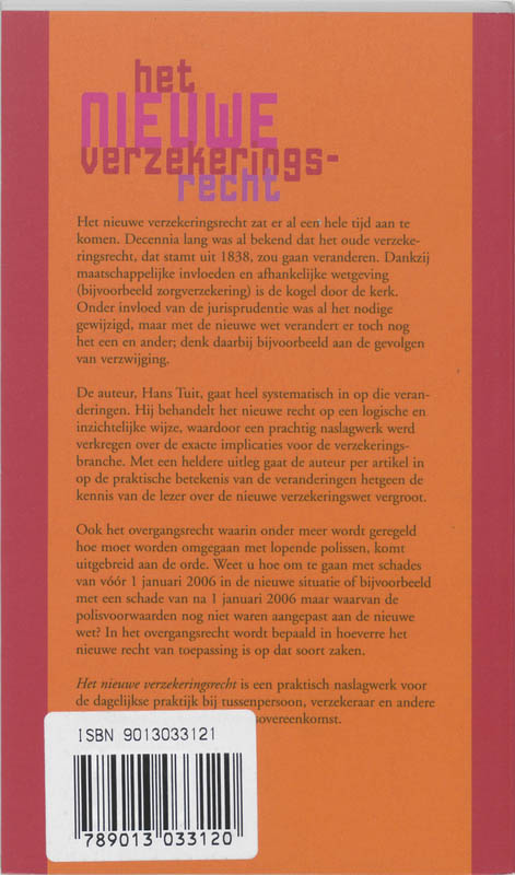 Achterkant van Het nieuwe verzekeringsrecht