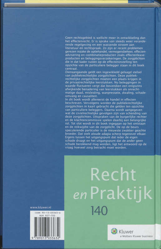 Achterkant van Zorgplichten in de effectenhandel