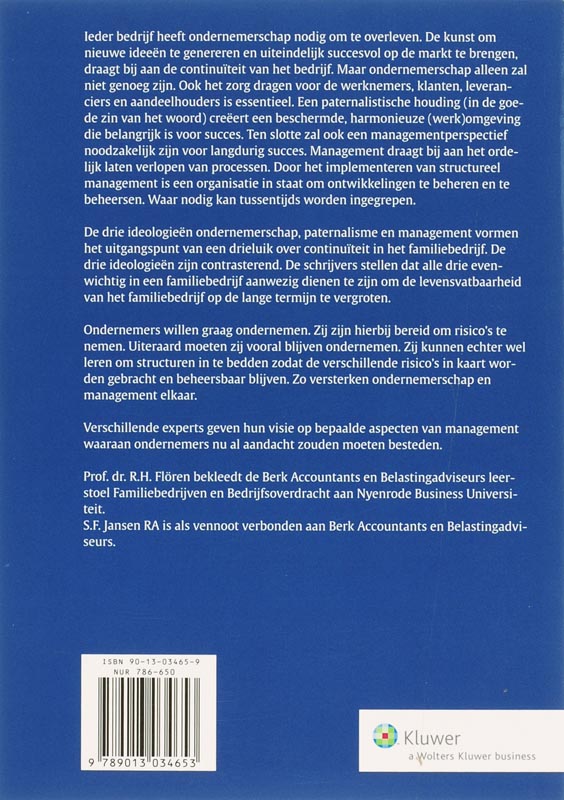 Achterkant van Management in het familiebedrijf