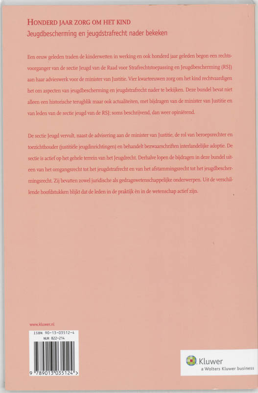 Achterkant van Honderd jaar zorg om het kind