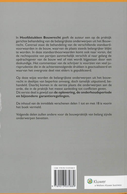 Achterkant van Hoofdstukken Bouwrecht 1