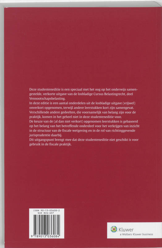 Achterkant van Vennootschapsbelasting