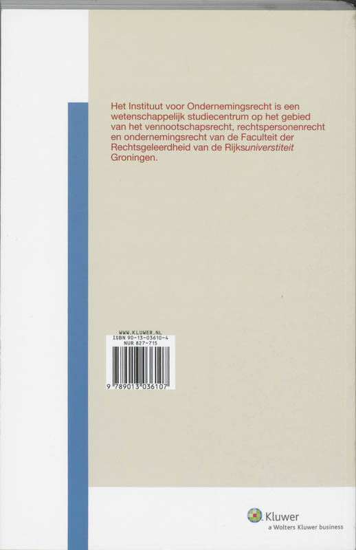Achterkant van Vraagstukken rond (terug)storting op nv/bv-aandelen/cooperatierecht