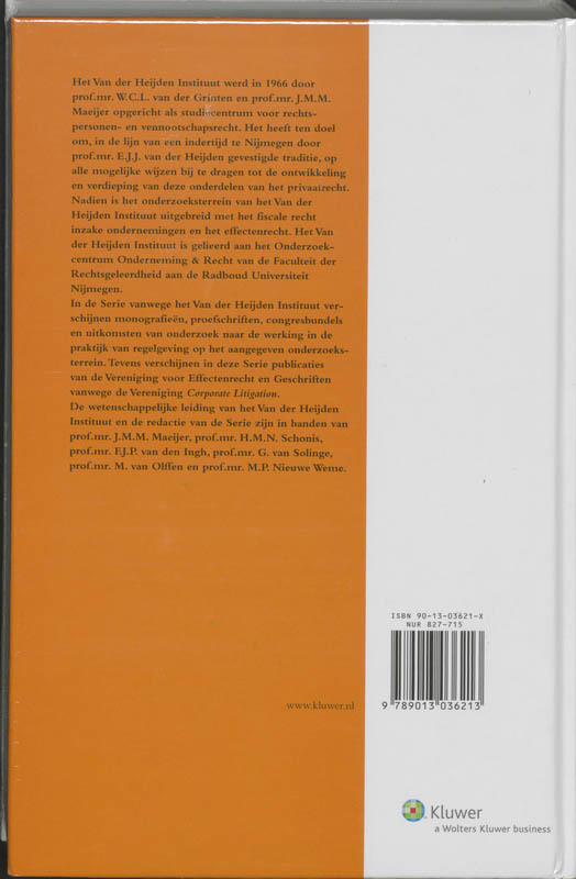 Achterkant van Geschriften vanwege de Vereniging Corporate Litigation 2005-2006