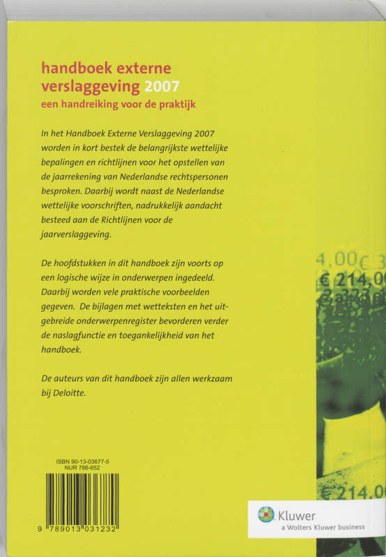 Achterkant van Handboek Externe Verslaggeving