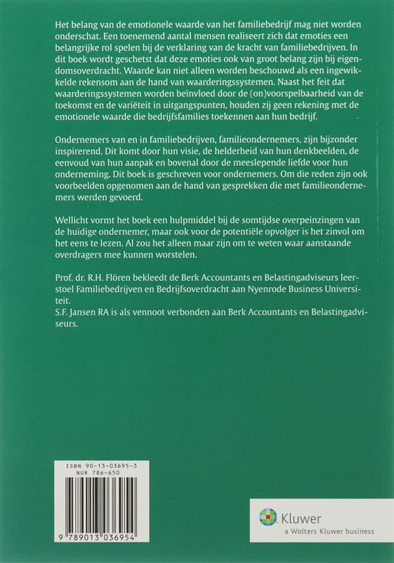 Achterkant van De emotionele waarde van het familiebedrijf