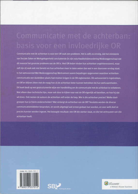 Achterkant van Communicatie met de achterban