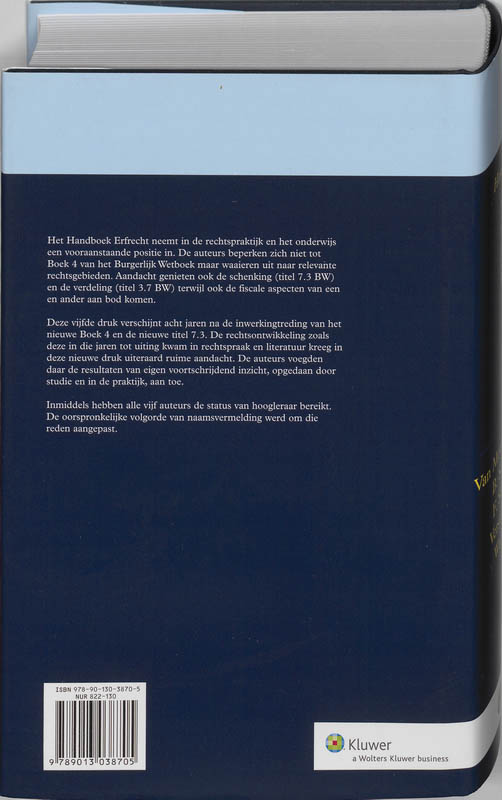 Achterkant van Handboek Erfrecht