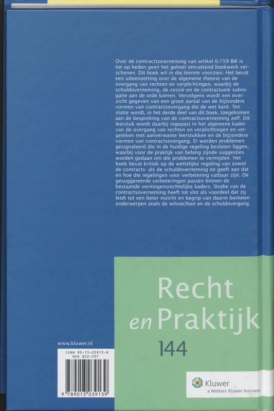Achterkant van Contract overneming