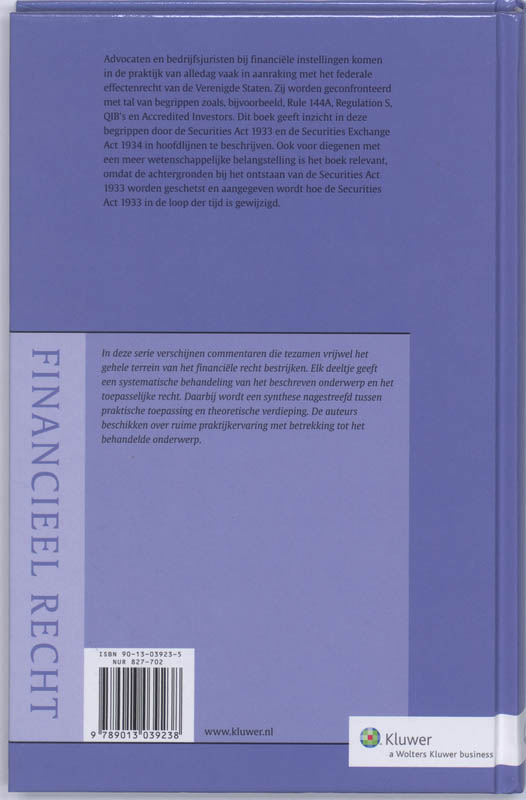 Achterkant van Inleiding tot het federale effectenrecht van de Verenigde Staten