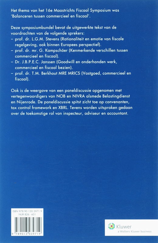Achterkant van Balanceren tussen commercieel en fiscaal