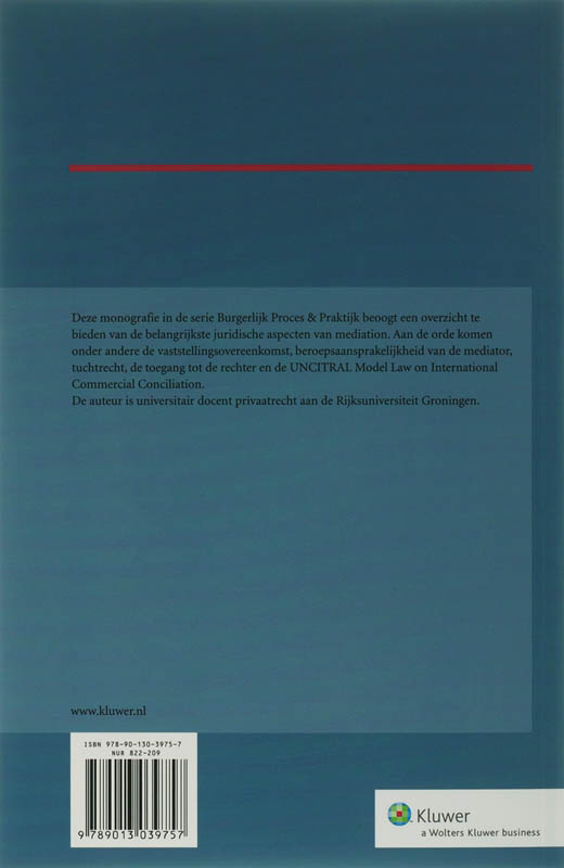 Achterkant van Mediation in juridisch perspectief