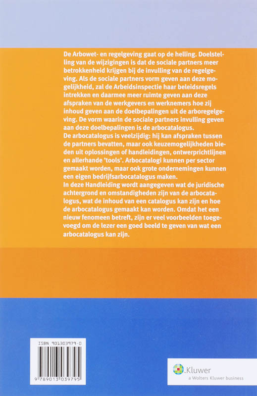 Achterkant van Handboek arbocatalogus