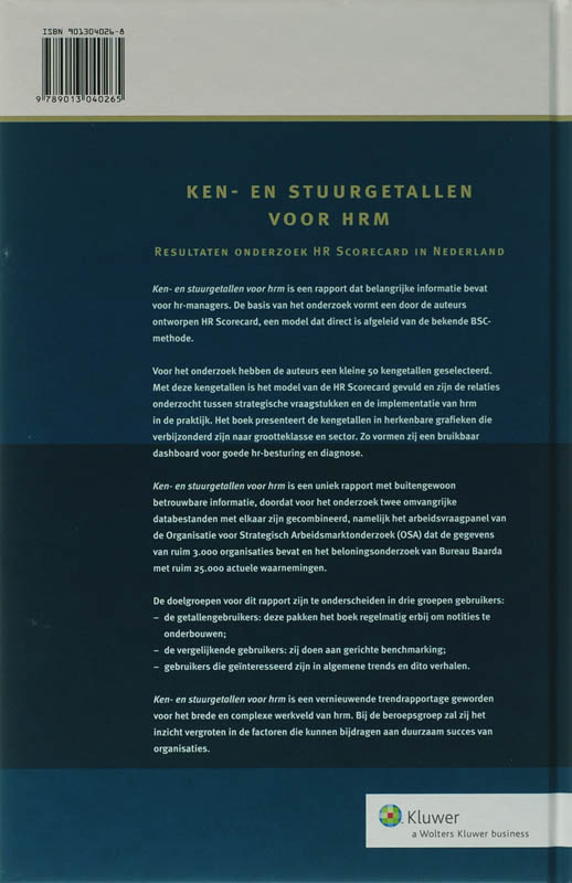 Achterkant van Ken- en stuurgetallen voor HRM
