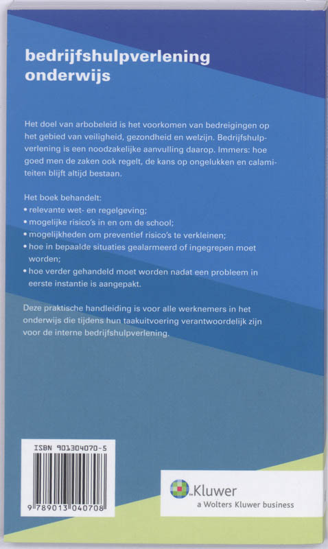 Achterkant van Bedrijfshulpverlening onderwijs
