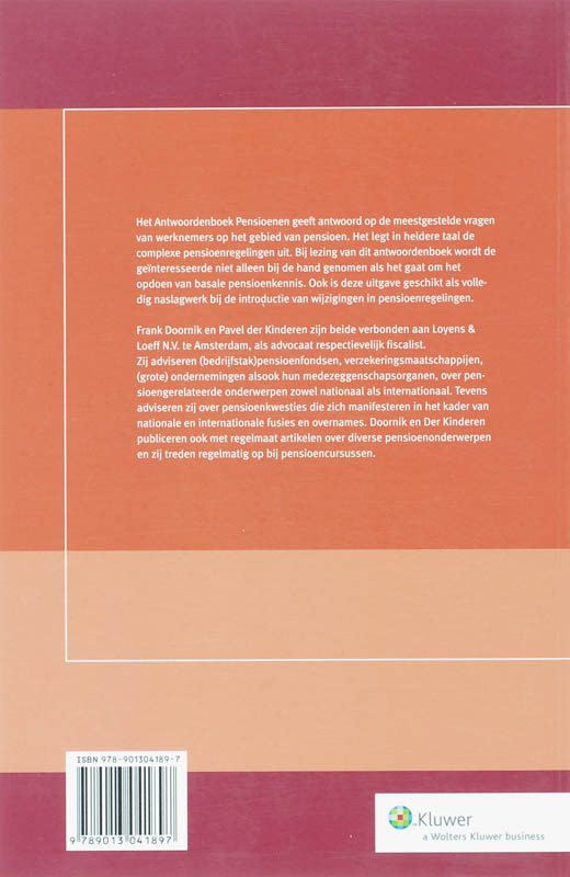 Achterkant van Antwoordenboek Pensioenen 2007/2008