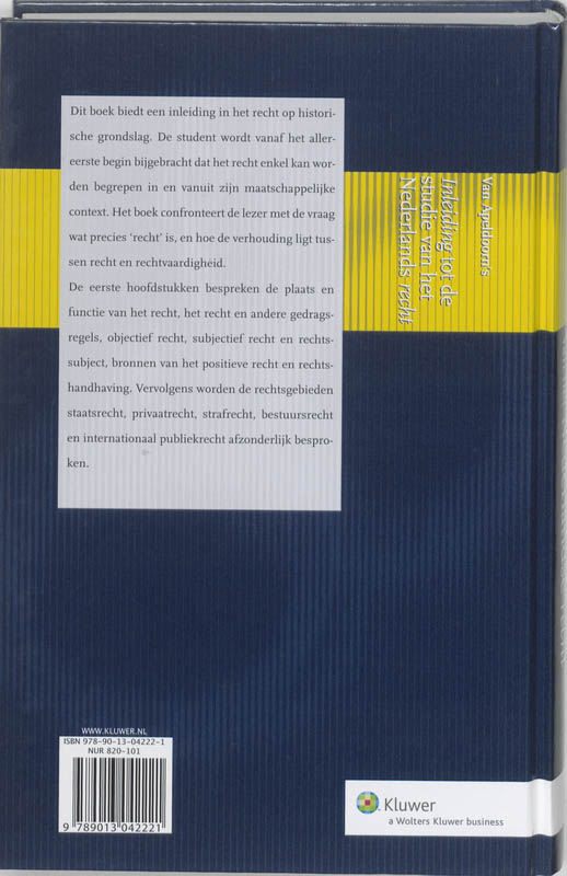 Achterkant van Van Apeldoorn's Inleiding tot de studie van het Nederlandse recht