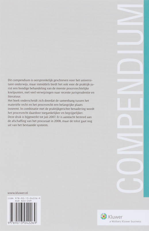 Achterkant van Compendium van het Burgerlijk procesrecht