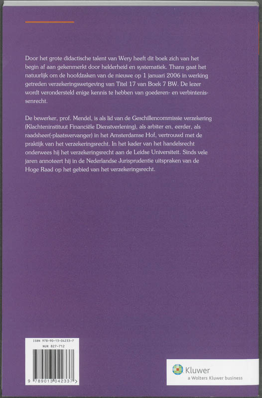 Achterkant van Hoofdzaken verzekeringsrecht