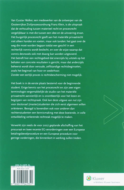 Achterkant van Kennismaking met het burgerlijk procesrecht