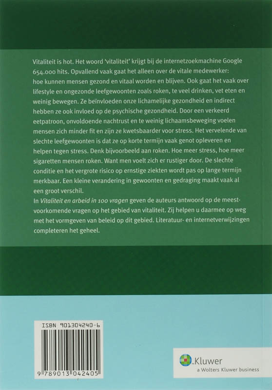 Achterkant van Vitaliteit en arbeid in honderd vragen